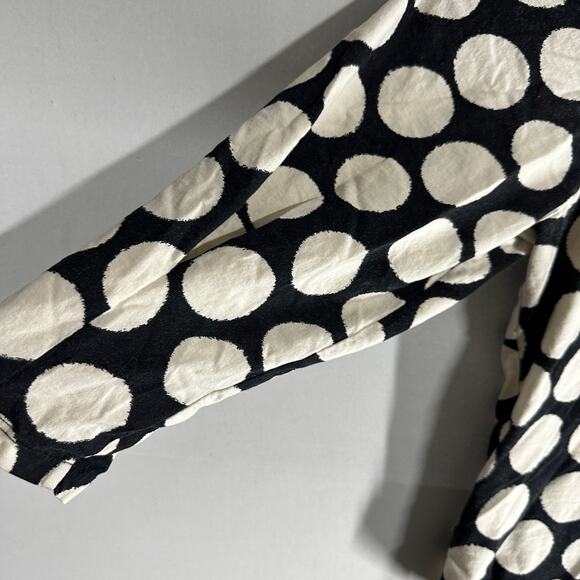 Ann Taylor Blouse Women Size L Petite Cream Black Polka Dots 100% Cotton Retro - Picture 3 of 8